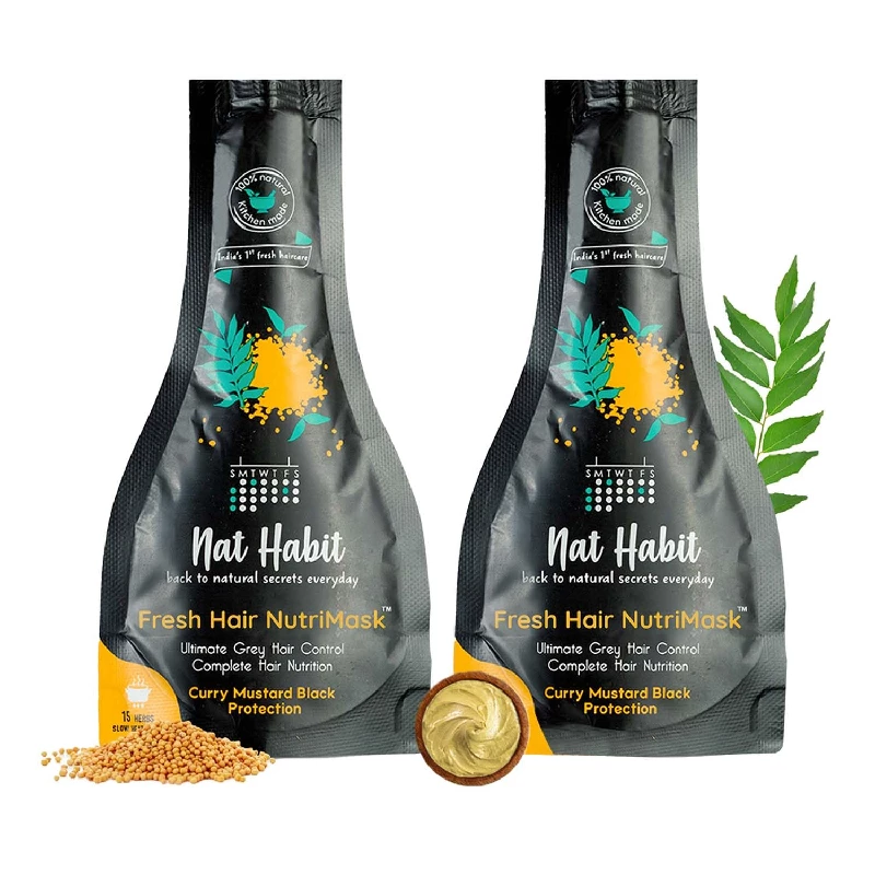 Nat Habit Curry Mustard NutriMask Hair Mask For Grey Hairs, 80 g-1.webp